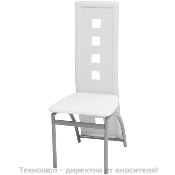 Трапезни столове, 4 бр, бели, изкуствена кожа