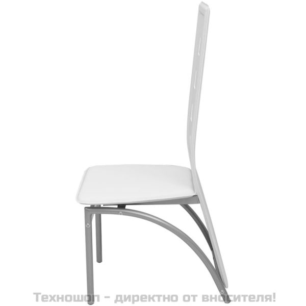 Трапезни столове, 4 бр, бели, изкуствена кожа
