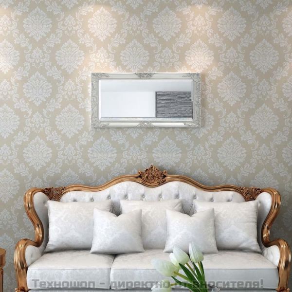 Стенно огледало, бароков стил, 100x50 см, сребристо