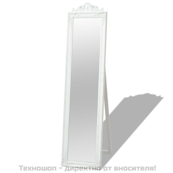 Стенно огледало, бароков стил, 160x40 см, бяло