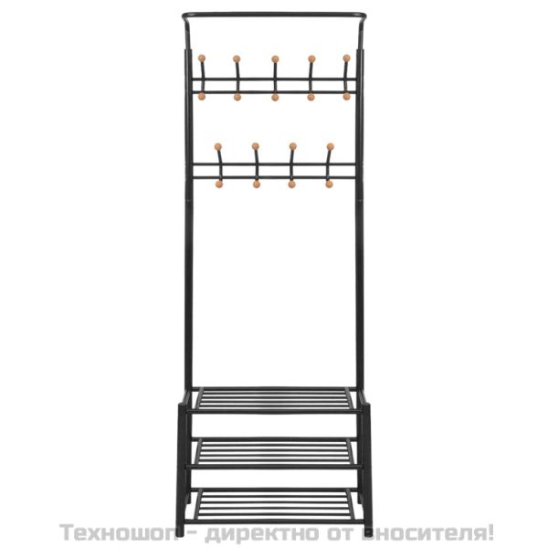 Щендер за дрехи със стелаж за обувки, 68x32x182,5 см черен