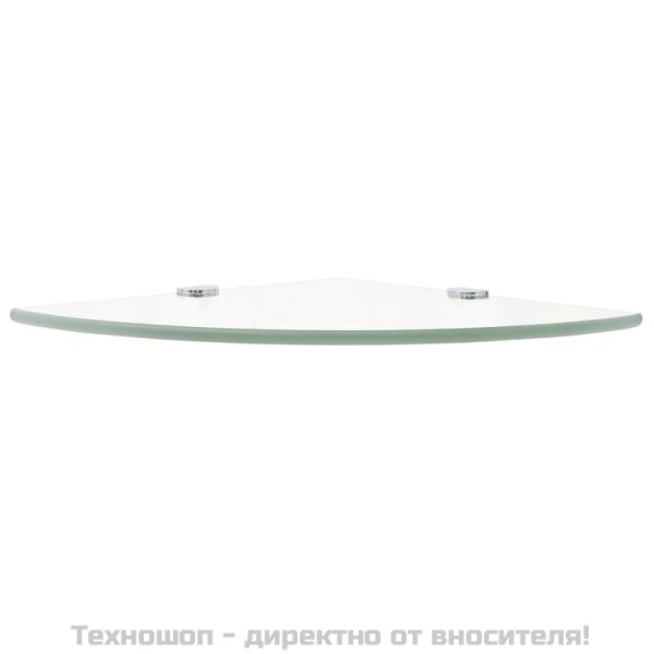 Ъглов рафт с държачи в цвят хром, прозрачно стъкло, 35x35 см