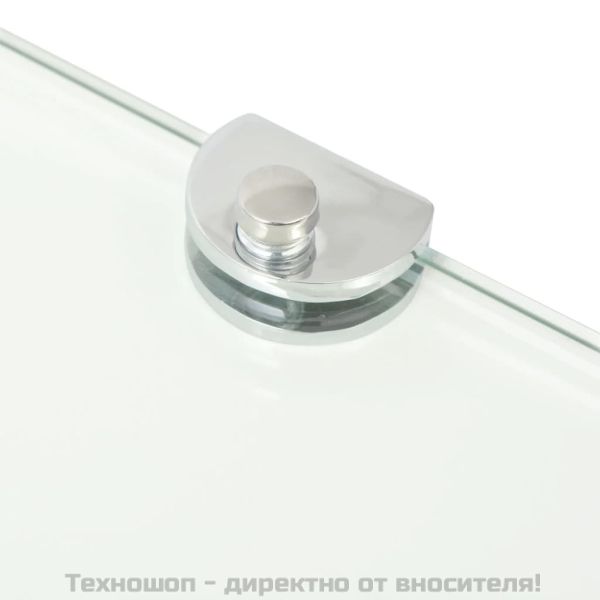 Ъглов рафт с държачи в цвят хром, прозрачно стъкло, 35x35 см