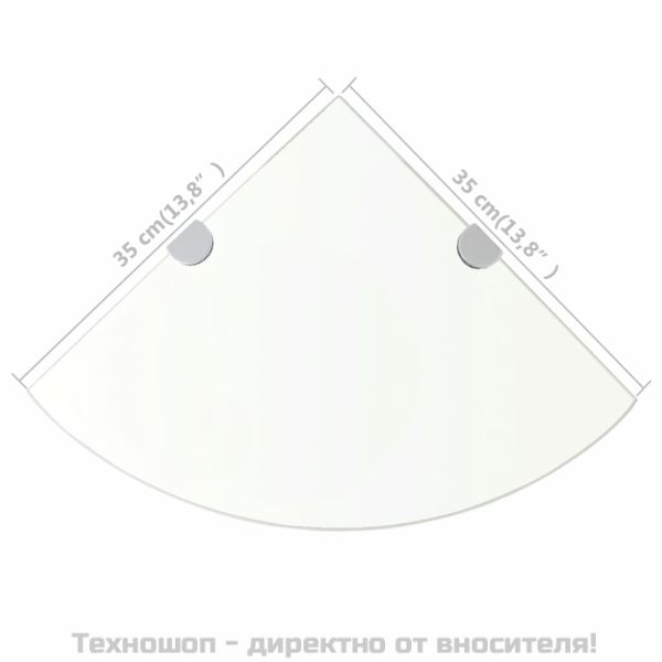 Ъглов рафт с държачи в цвят хром, прозрачно стъкло, 35x35 см