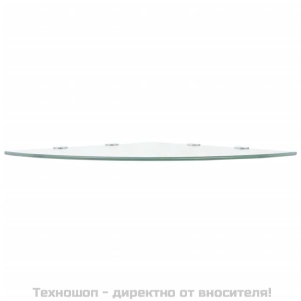 Ъглов рафт с държачи в цвят хром, прозрачно стъкло, 45x45 см