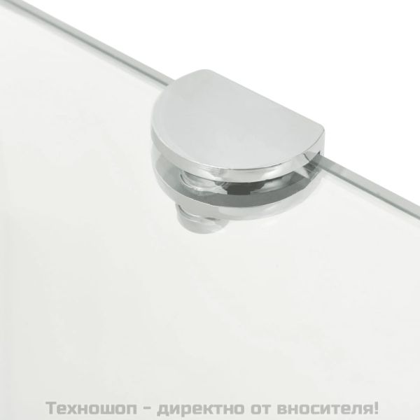 Ъглов рафт с държачи в цвят хром, прозрачно стъкло, 45x45 см