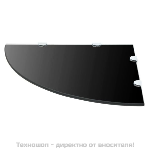 Ъглов рафт от черно стъкло с държачи в цвят хром, 45x45 см
