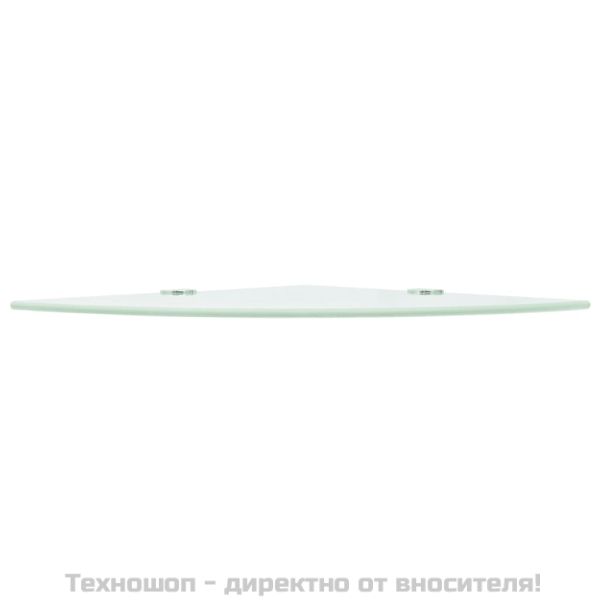 Ъглов рафт с държачи в цвят хром, бяло стъкло, 35x35 см