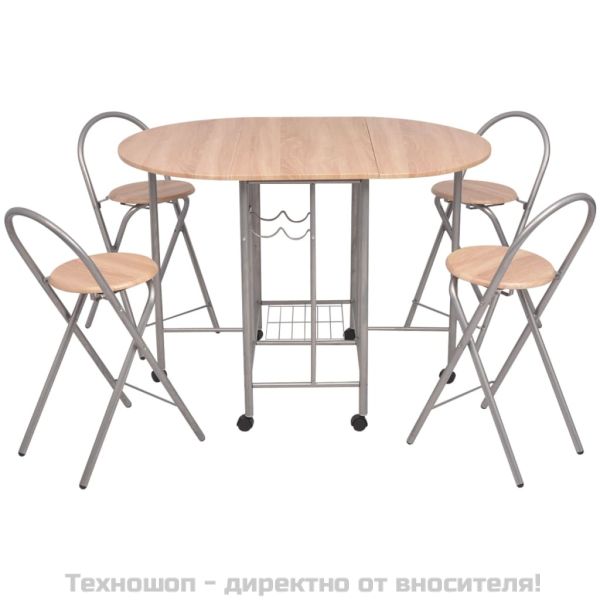 Сгъваем трапезен комплект от пет части, МДФ