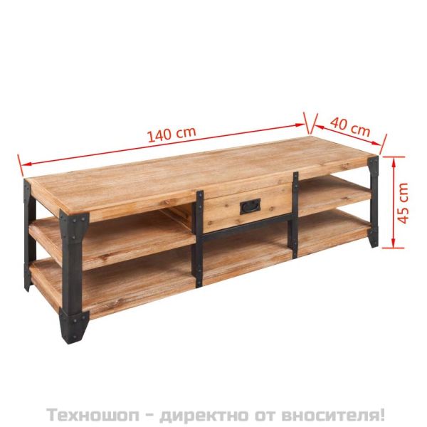 ТВ шкаф, твърдо акациево дърво, 140x40x45 cм