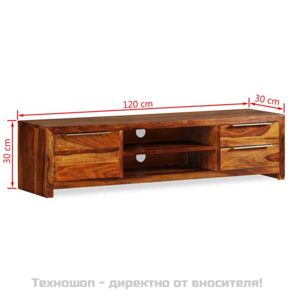 ТВ шкаф, твърдо акациево дърво, 120x30x30 cм
