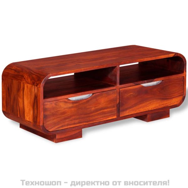 Маса за кафе, масивно акациево дърво, 90x40x35 cм