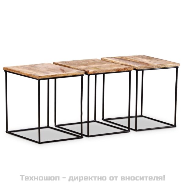 Кафе маса, мангова дървесина масив, 56x48x40 см