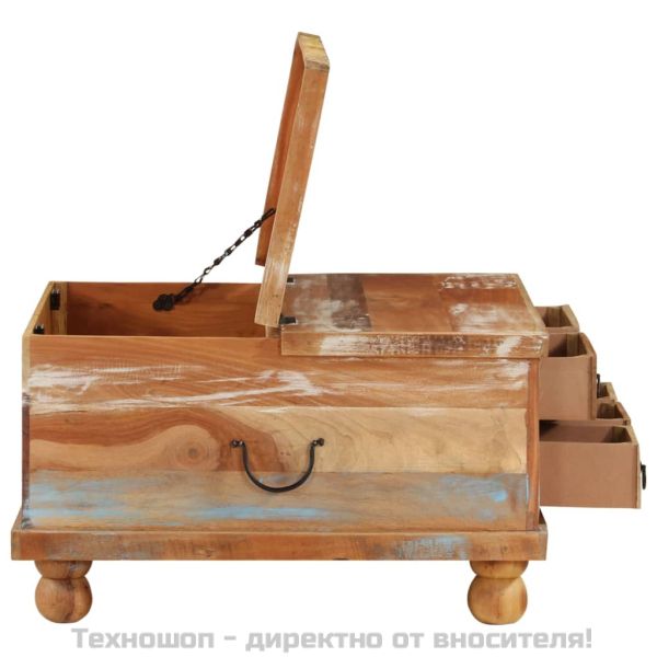 Маса за кафе регенерирано дърво 70x70x38 см