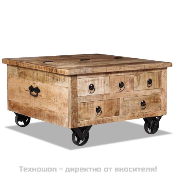 Маса за кафе грубо мангово дърво 70x70x40 см