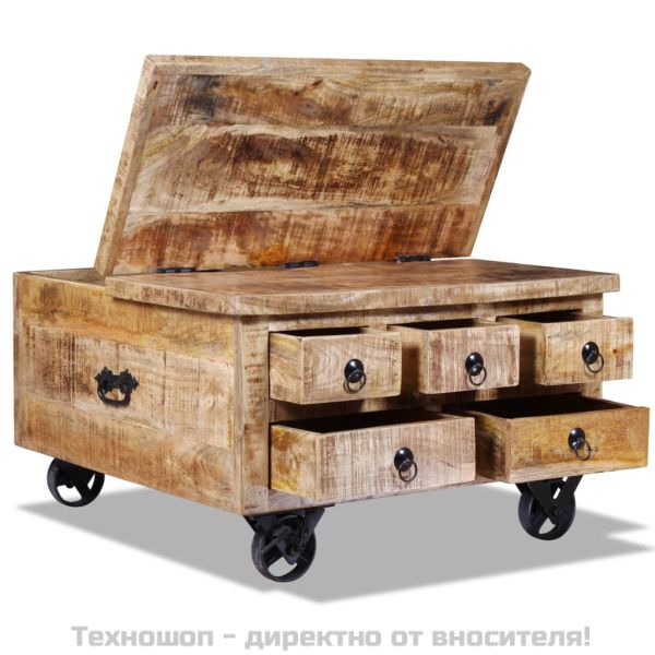 Маса за кафе грубо мангово дърво 70x70x40 см