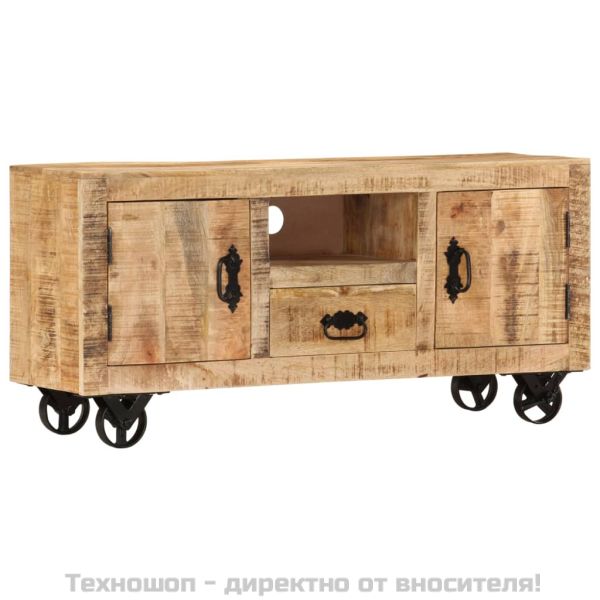 Шкаф за телевизор, груба мангова дървесина, 110x30x50 cм