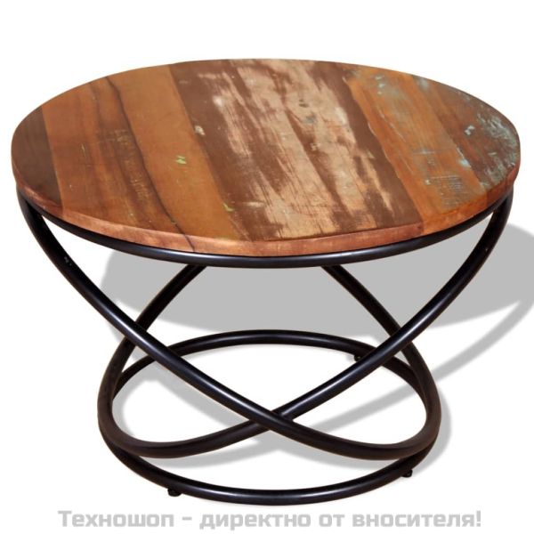 Маса за кафе, регенерирано дърво масив, 60x60x40 cм