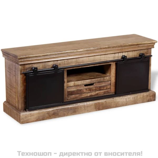 ТВ шкаф с 2 плъзгащи врати, твърдо мангово дърво, 110x30x45 см