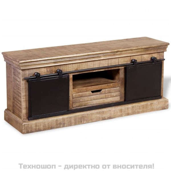 ТВ шкаф с 2 плъзгащи врати, твърдо мангово дърво, 110x30x45 см