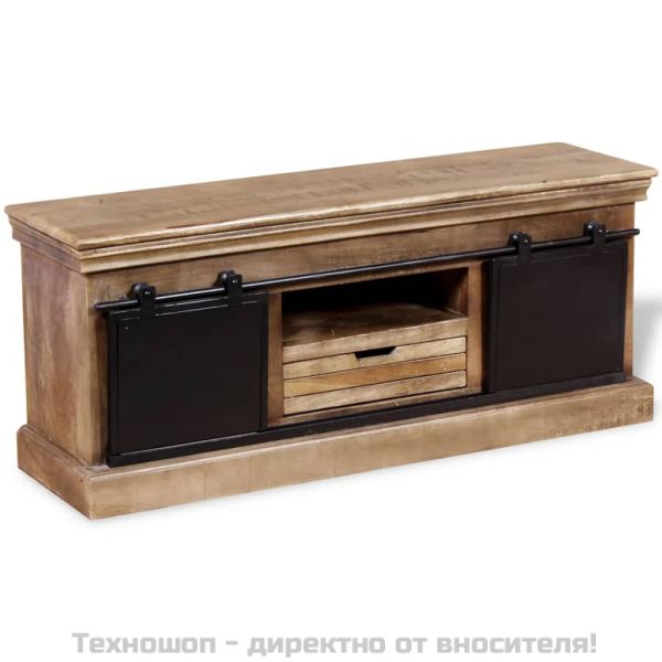 ТВ шкаф с 2 плъзгащи врати, твърдо мангово дърво, 110x30x45 см