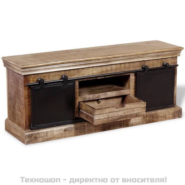 ТВ шкаф с 2 плъзгащи врати, твърдо мангово дърво, 110x30x45 см