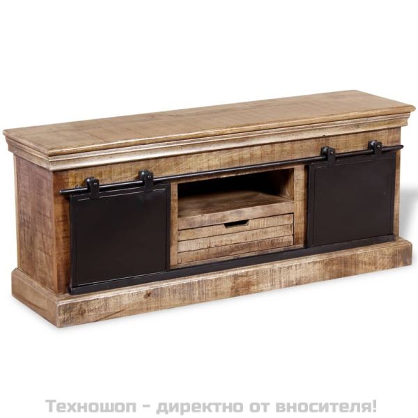 ТВ шкаф с 2 плъзгащи врати, твърдо мангово дърво, 110x30x45 см