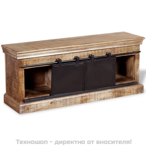 ТВ шкаф с 2 плъзгащи врати, твърдо мангово дърво, 110x30x45 см