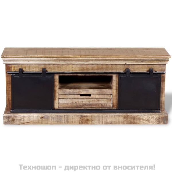 ТВ шкаф с 2 плъзгащи врати, твърдо мангово дърво, 110x30x45 см