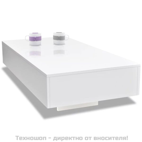 Маса за кафе от фибростъкло, силен гланц, бяла