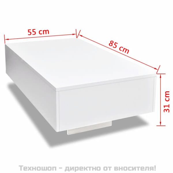 Маса за кафе от фибростъкло, силен гланц, бяла