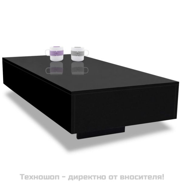 Маса за кафе силно гланцирана, черна