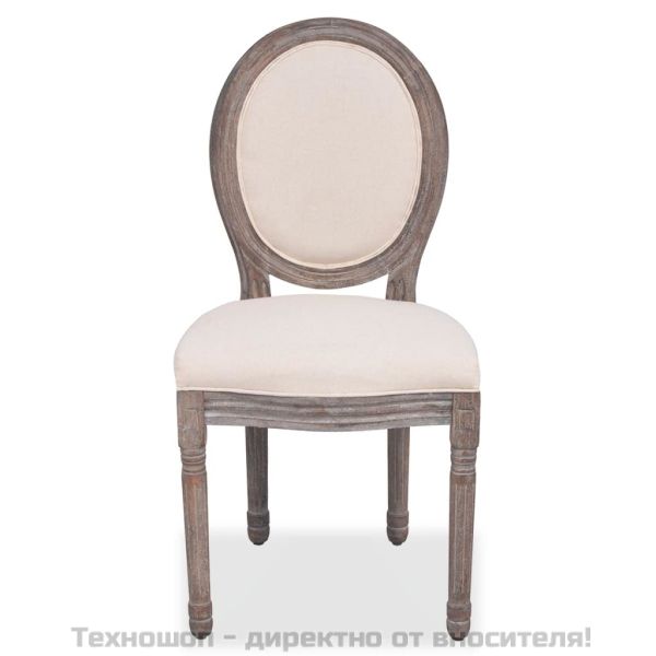Трапезни столове, 4 бр, кремави, текстил