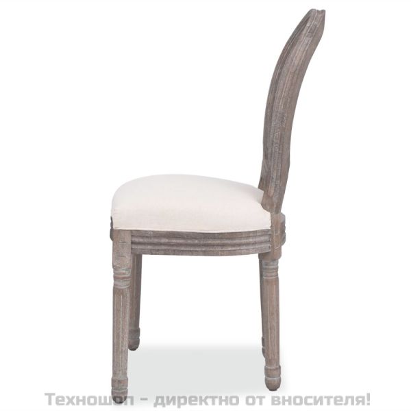 Трапезни столове, 2 бр, кремави, текстил