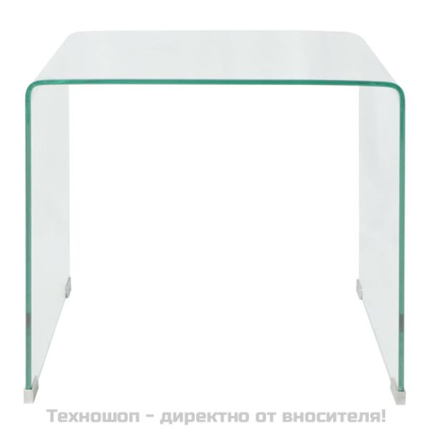 Маса за кафе от закалено стъкло, 49,5x50x45 cм, прозрачна