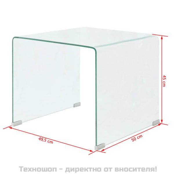 Маса за кафе от закалено стъкло, 49,5x50x45 cм, прозрачна