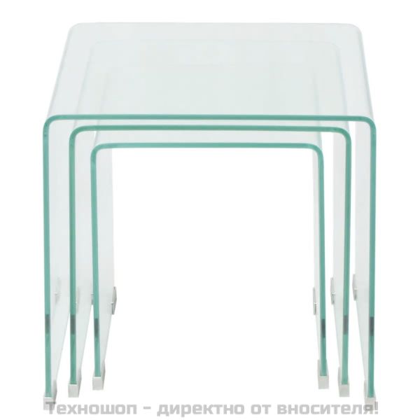 Комплект три помощни масички, темперирано прозрачно стъкло