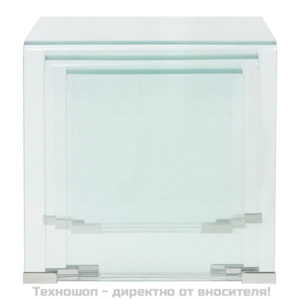 Комплект три помощни масички, темперирано прозрачно стъкло