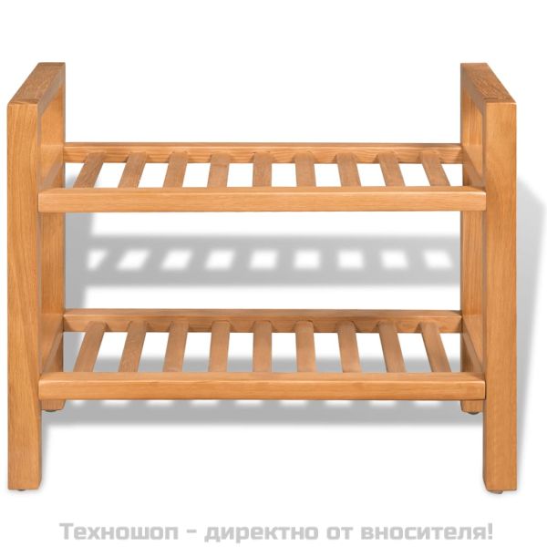 Поставка за обувки с 2 рафта, 50x27x40 см, дъбов масив
