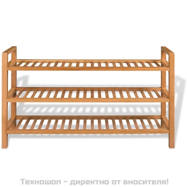 Поставка за обувки с 3 рафта, 100x27x60 см, дъбов масив
