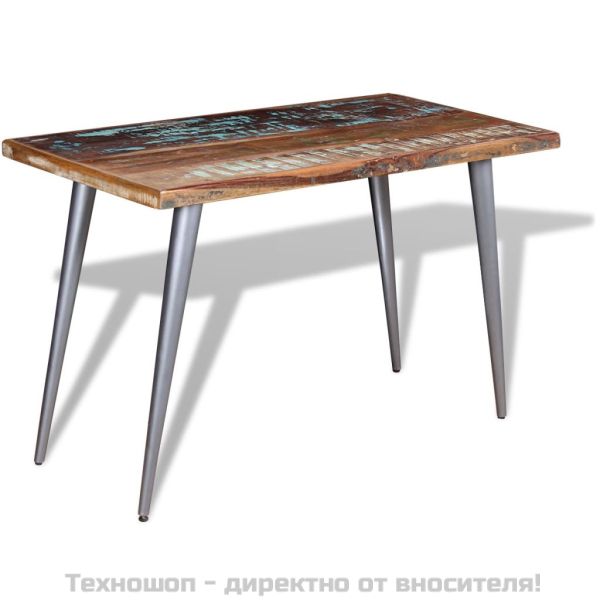 Трапезна маса, регенерирано дърво масив, 120x60x76 cм