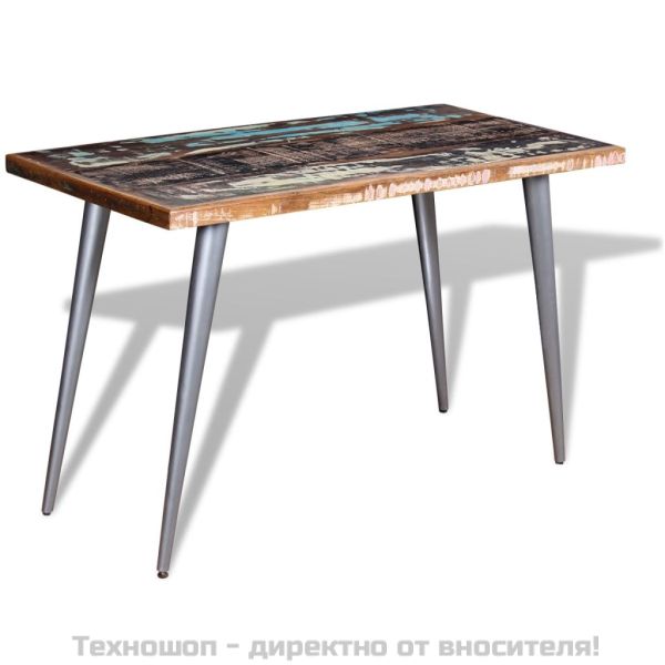 Трапезна маса, регенерирано дърво масив, 120x60x76 cм