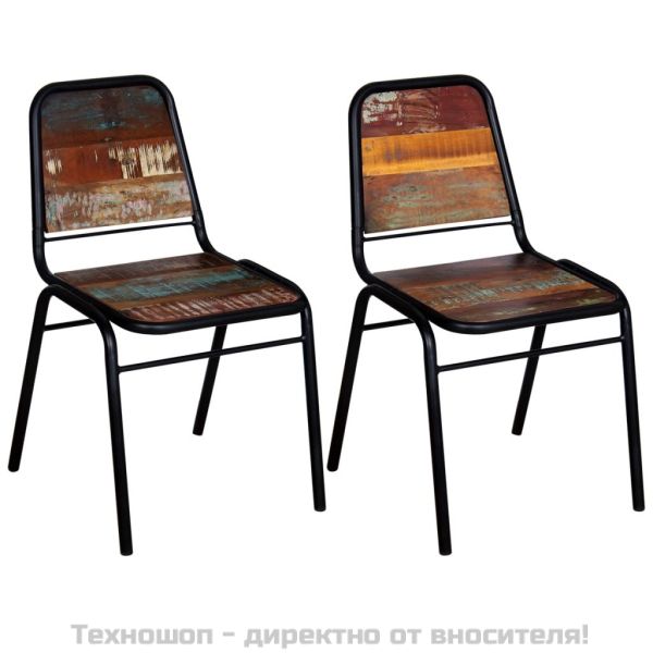 Трапезни столове, 2 бр, регенерирано дърво масив