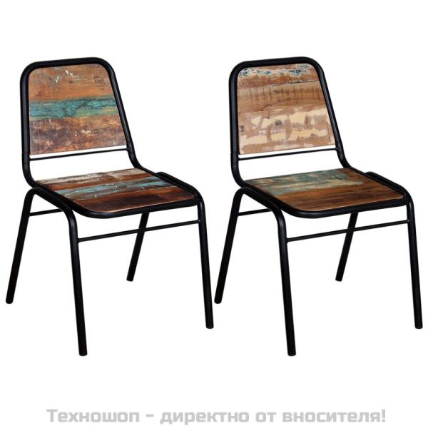 Трапезни столове, 2 бр, регенерирано дърво масив