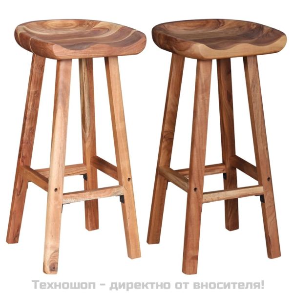 Бар табуретки, 2 бр, акациево дърво масив