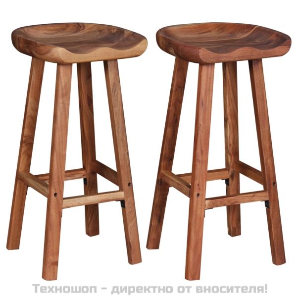 Бар табуретки, 2 бр, акациево дърво масив