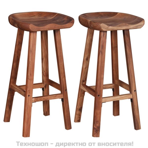Бар табуретки, 2 бр, акациево дърво масив