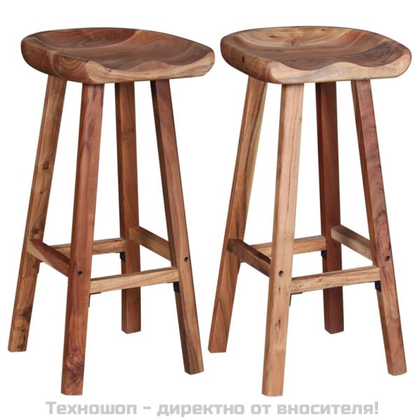Бар табуретки, 2 бр, акациево дърво масив