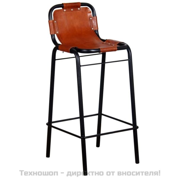 Бар табуретки, 2 бр, естествена кожа