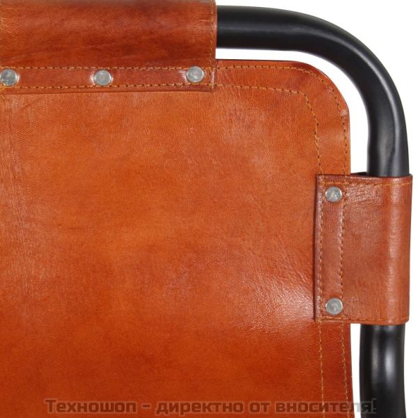 Бар табуретки, 2 бр, естествена кожа